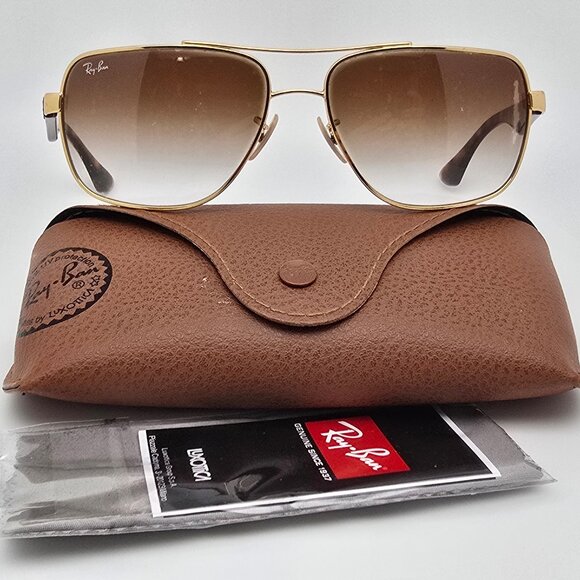 Ray-Ban RB3483 001/51 Matte Arista Gold Frame Light Brown Len Aviator Sunglasses - Picture 1 of 16